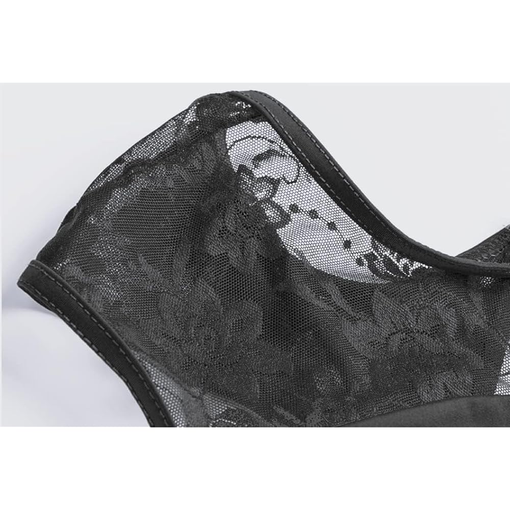 ProDance White Black Lace Half Cup Women's Ballet Leotard PLHA023M