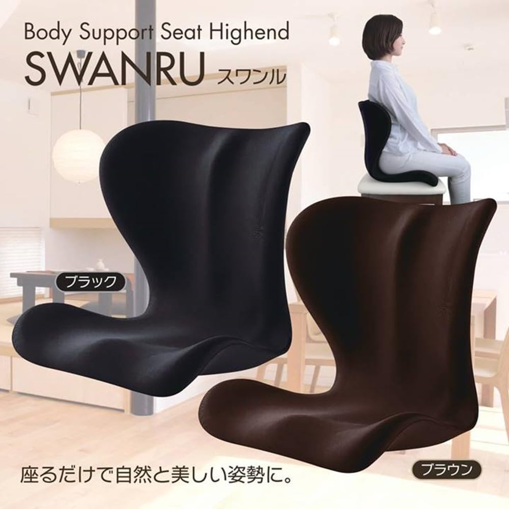 AiS to you Correction Cushion Support Chair Support Cushion SWANRU Body Support Seat High End Multilayer Structure Pelvic Correction Posture Correction Lower Back Pain Relief Hunchback Cushion Seat (Black)