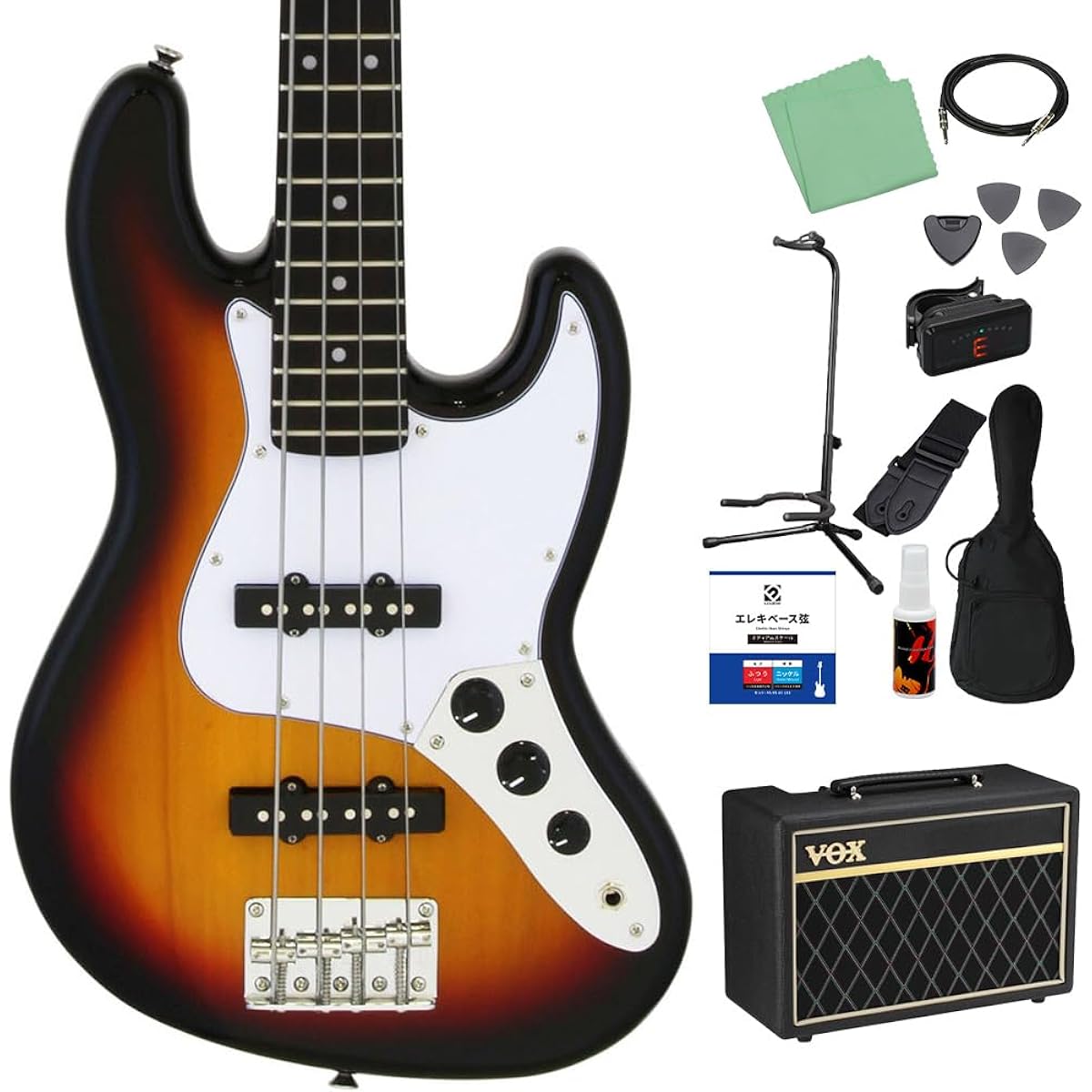 LEGEND LJB-MINI 3 Tone Sunburst Bass Beginner 12-piece Set [With VOX Amplifier] Mini Size Legend