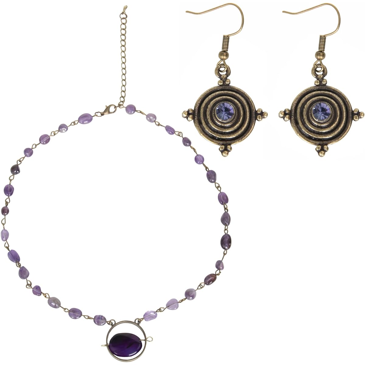 Koonfan Winifred Costume Accessories Necklace and Drop Earrings Halloween Dress Up Jewelry Set, One Size, Stone