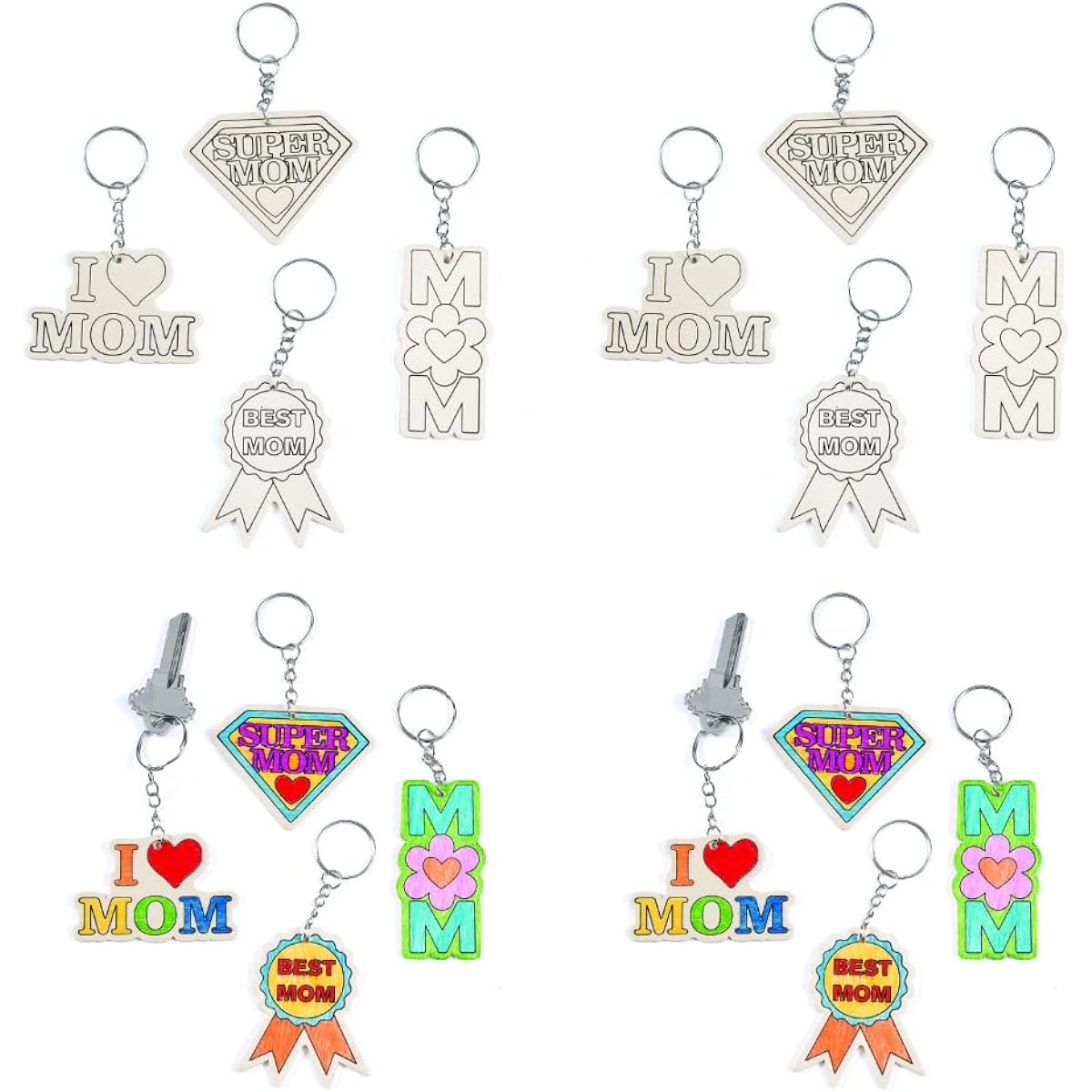 Color Your Own Wooden Mother's Day Keychain - Great Craft for Kids and Fun Home Activities