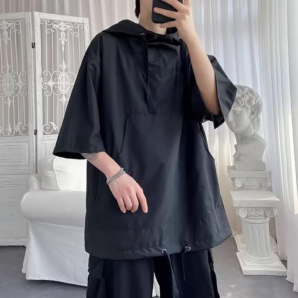 [KOTRBOY] Summer Clothes, Men's T-shirt, Parka, Thin T-shirt, Hooded, Cool, Sports, Loose, Casual, Pullover, Casual, Loose, Hoodie, Sweatshirt, Soft, Stylish, Large Size
