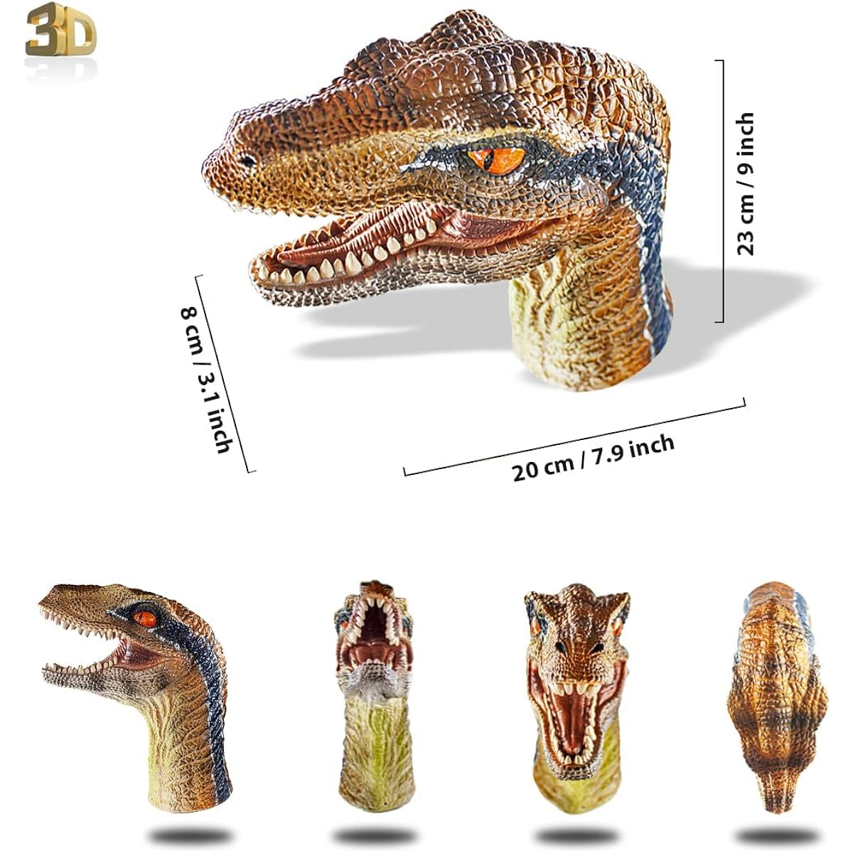 TXYAON Dinosaur doll, soft rubber animal toy set, realistic golden-eyed fierce dragon, double-crowned dragon, rapid dragon doll toy, suitable for children, boys, girls, rich in imagination games, 3 Packaging/Set (Jurassic Conquest)