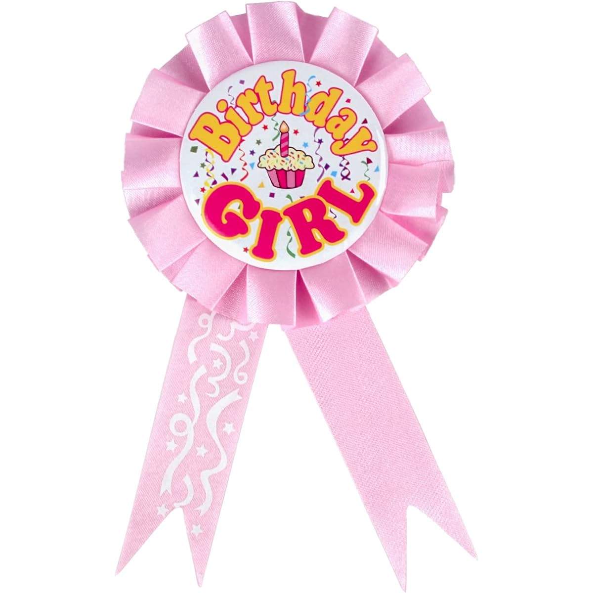 Satin Fabric Birthday Girl Tin Badge Pin Kids Birthday Rosette Brooch Button Girl Birthday Party Decoration