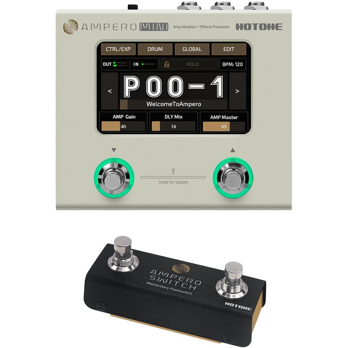 HOTONE AMPERO MINI + AMPERO SWITCH Compact stompbox/multi-effector/with original foot switch