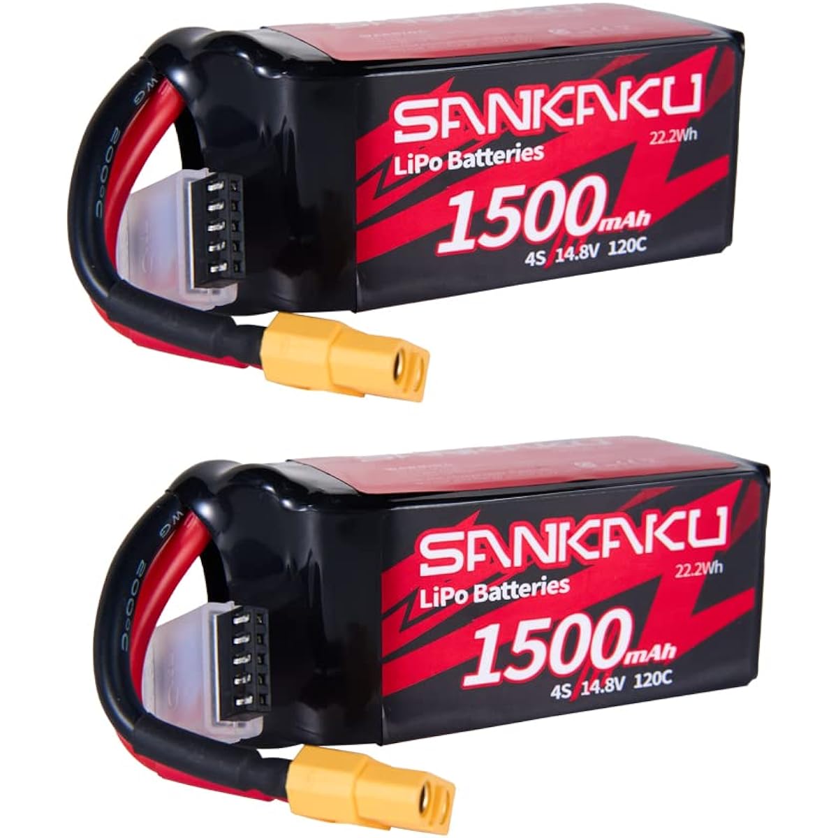 SANKAKU 2PCS 4S 1500mAh LiPo Battery 14.8V 120C Soft Pack with XT60 Connector for RC FPV Helicopter Drone Quadcopter Racing Hobby