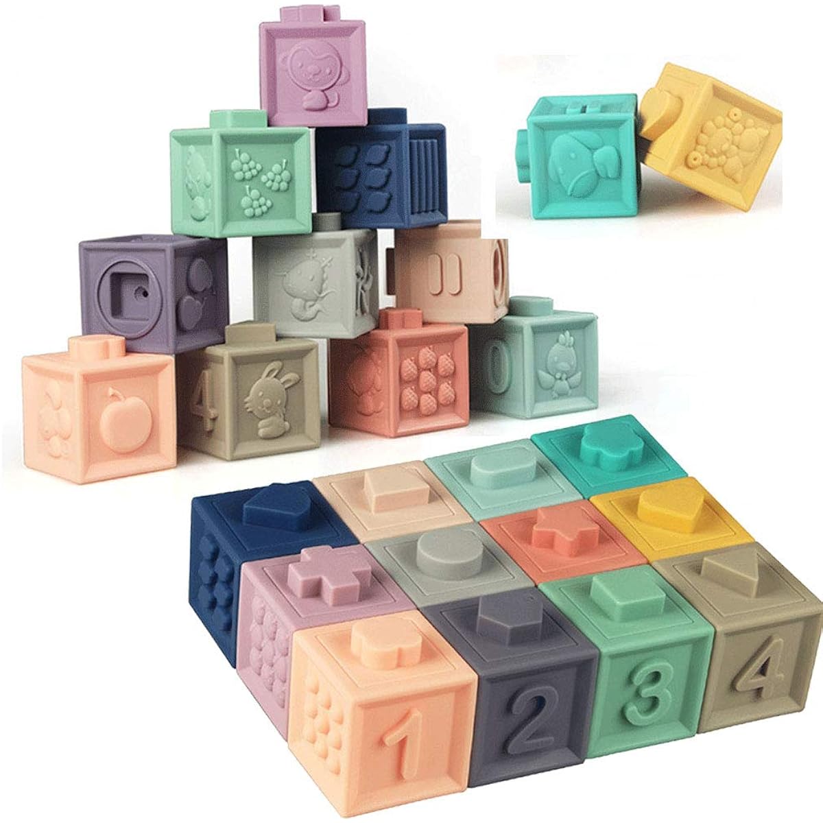Montessori Sensory Toys Soft Building Blocks for Babies Toddlers 6-9 Months 1-2 Years Old