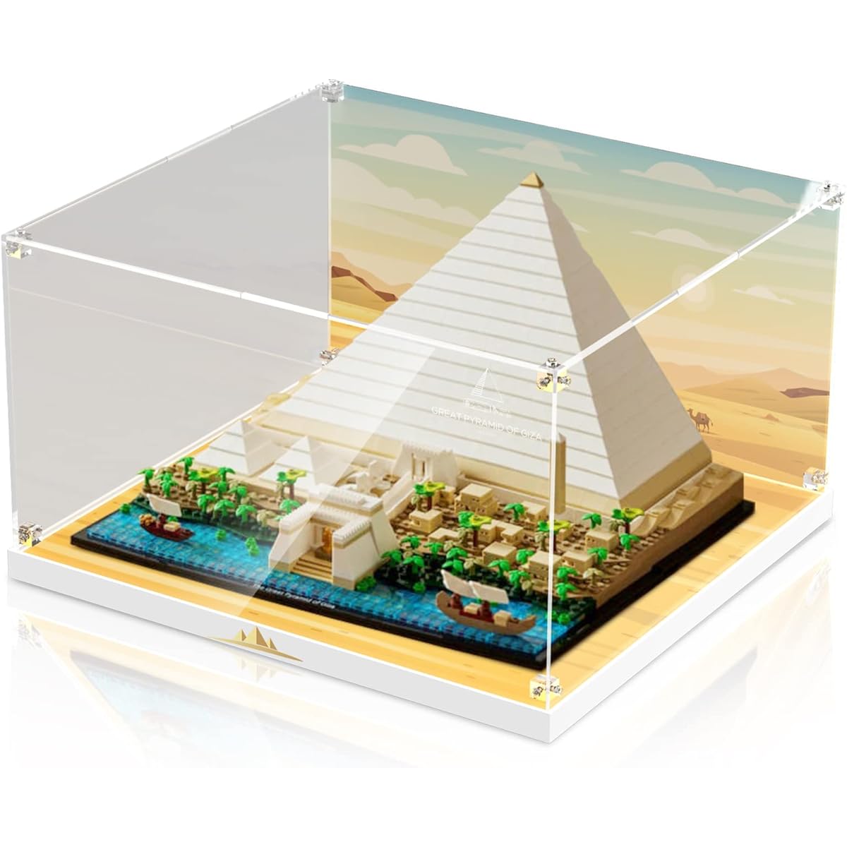 Display Case for Lego Great Pyramid of Giza 21058, Lego Great Pyramid of Giza Building Blocks Model Set, Display Box Showcase for Storage (Model Not Included)