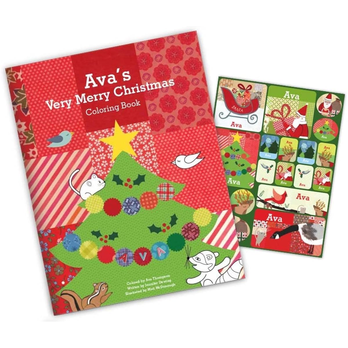 Coloring book and sticker sheet for children, gift set (Christmas)