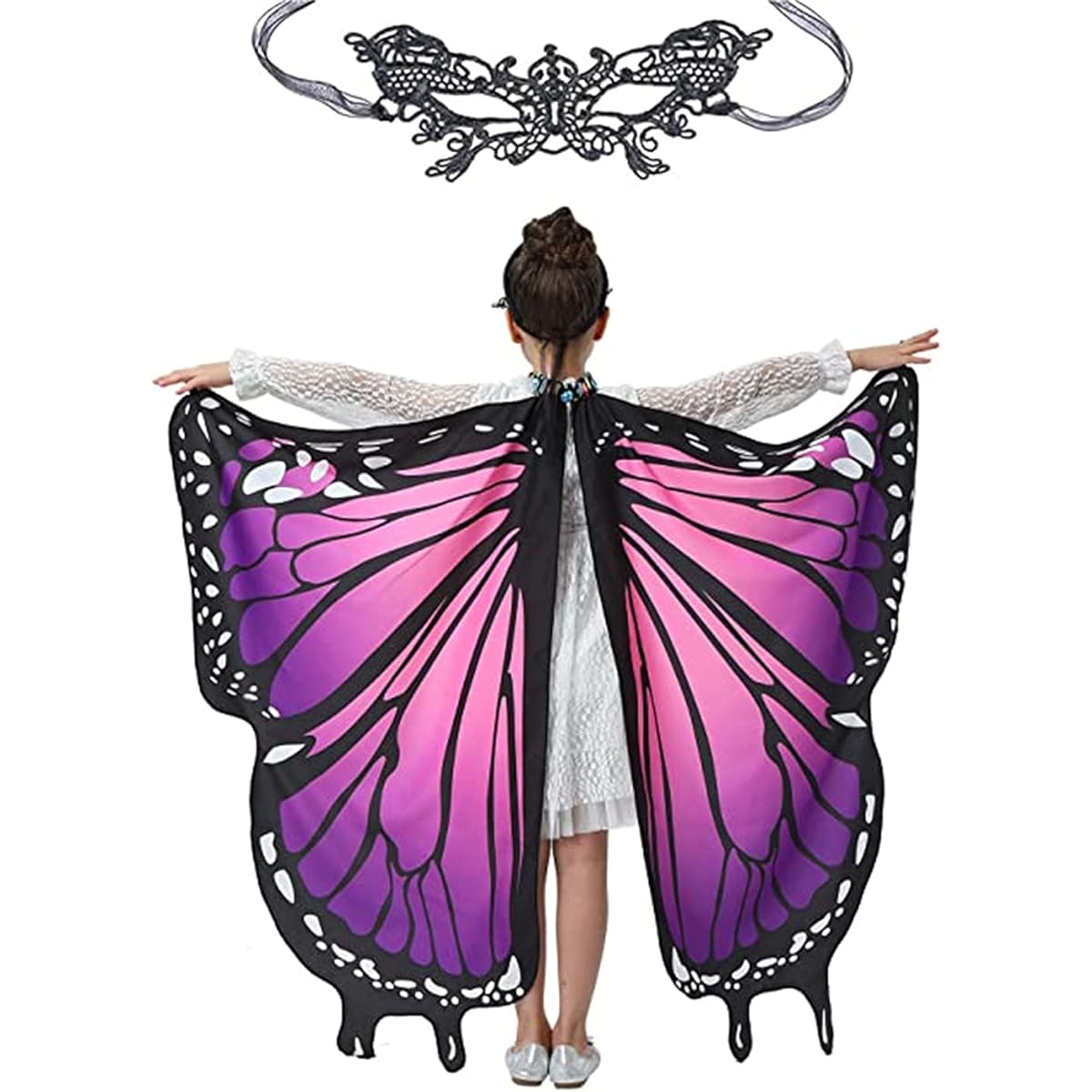 Butterfly Wings for Girls Kids Halloween Costume Fairy Shawl Festival Rave Dress