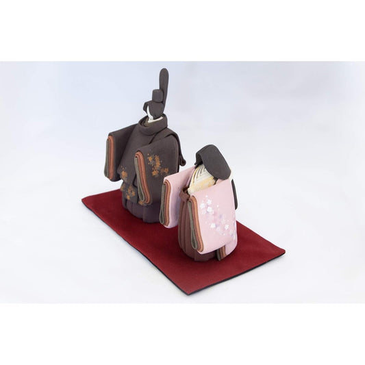 Hina dolls, standing dolls, ceramic dolls, made by Rika Sawa, compact, washable, in a paulownia box (female doll: pink, male doll: black)