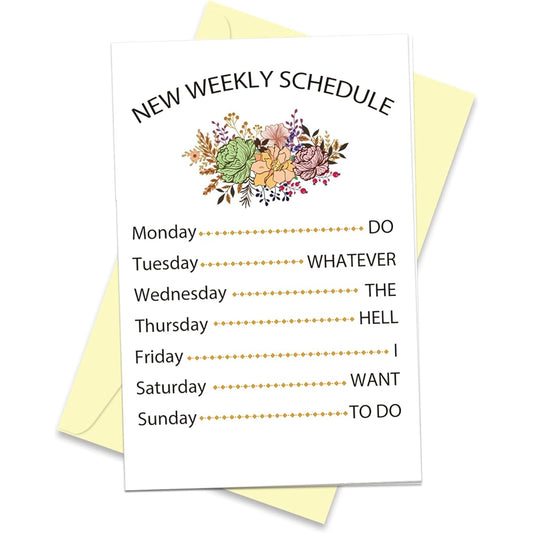 Arsagen Funny Retirement Card for Men Women Farewell Card for Colleagues Humorous Farewell Card for Friends New Weekly Schedule Card