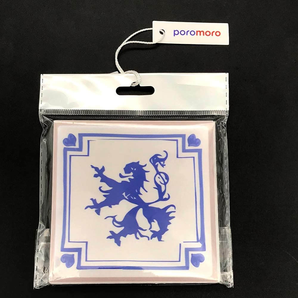 Poromoro Portuguese Spanish Azulejo Tile Stickers Peel and Stick Kitchen & Bathroom Mosaic Tile Stickers Set of 20 (7.9x7.9, D) [Parallel Import]