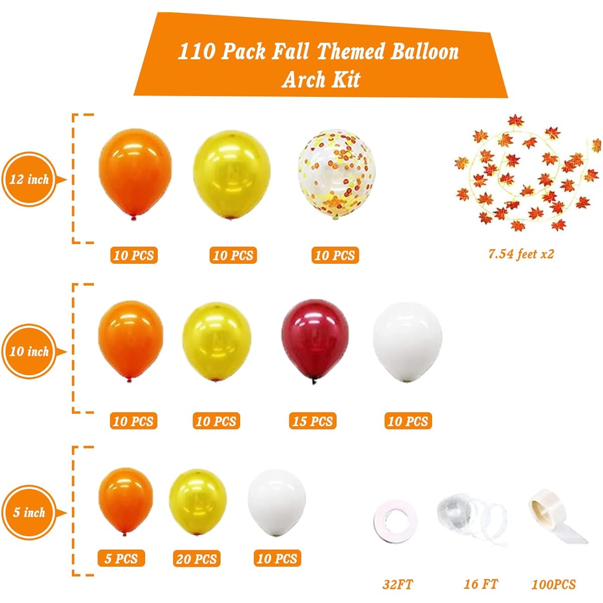 7x5ft Thanksgiving Forest Photography Backdrop Maple Leaf Balloon Arch Kit for 1st Birthday Party Fall Party Sparkly Pumpkin Tree Nature Scene Baby Shower Decorations