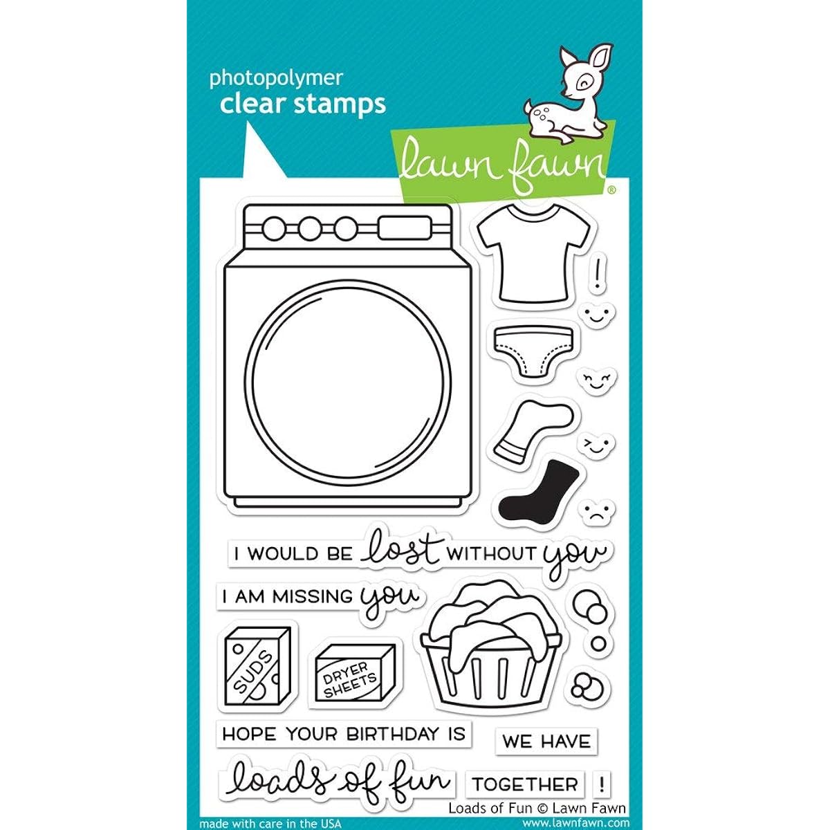 Lawn Fawn Loads of Fun 4x6 Clear Stamp and Coordinating Die Set (LF1048, LF1049)