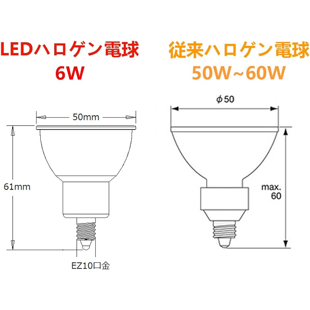 FWAYTECH LED halogen bulb ez10 base jr12v50w COB6W LED spotlight 12V dichroic halogen lamp 50W to 60W equivalent, compatible with sealed fixtures (6W EZ10 base 30 degrees (6 pieces), light bulb color equivalent (2700K))