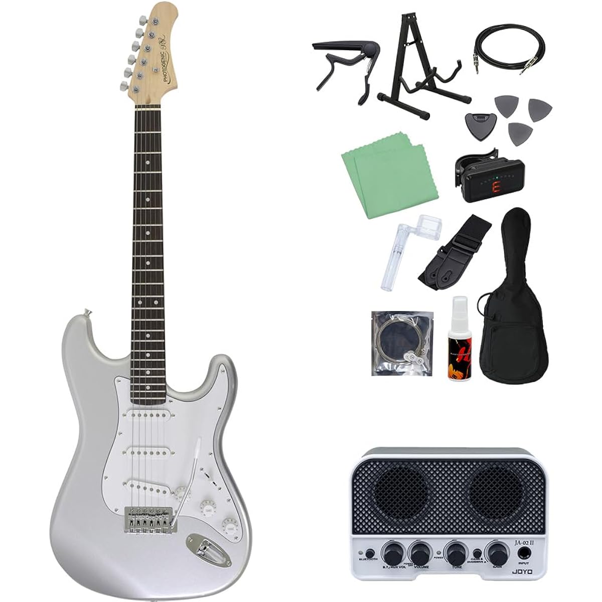 Photogenic ST-180 SV Electric Guitar Beginner 14-piece Set [Includes Bluetooth Mini Amplifier] Stratocaster Type Photogenic