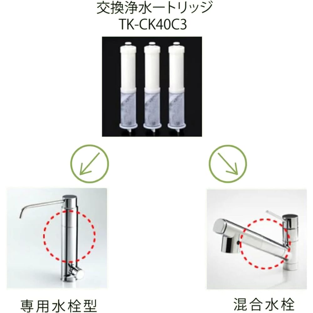 TK-CK40C3 Water Purifier Faucet Replacement Cartridge Compatible with Panasonic/Panasonic Water Purifier Cartridge TK-CK40C3 Faucet Type Water Purifier Cartridge Replacement Cartridge "3 Pieces/Compatible Product"