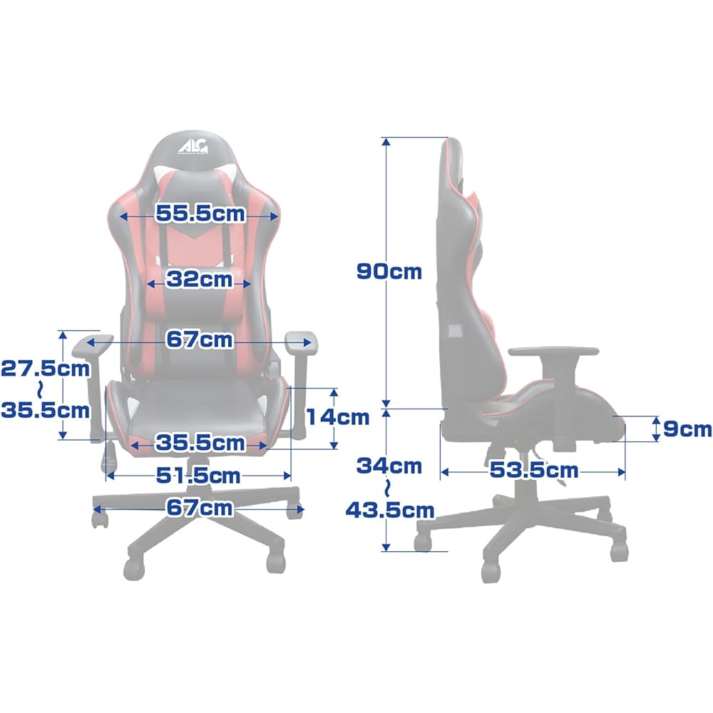 Alone Gaming Chair Black & Black 67 x 67 x 124cm e-sports Bucket seat shape that hugs your body Detachable headrest & lumbar support 165° stepless reclining ALGA-GMCKAK