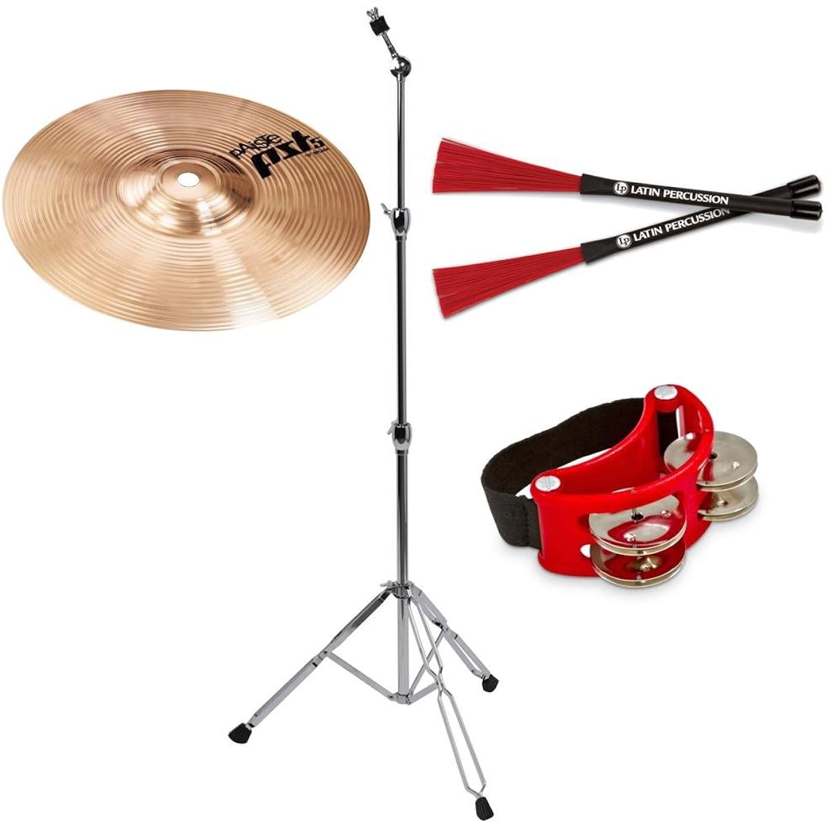 [For Cajon] PAiSTE PST-5N Splash 10 + CS-01 + LP-CCB + LP188 Splash + Stand + Cajon Brush + Foot Tambourine Set