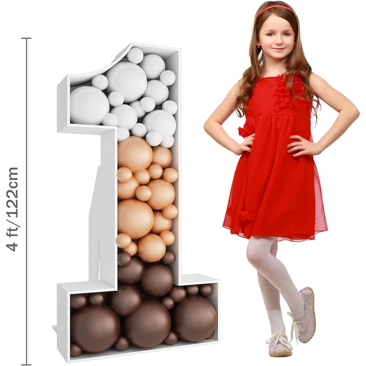 4ft Tall Mosaic Balloon Frame Number 1 Marquee Number Light Up Pre-Cut Kit Number Cutouts Oversized Foam Board Backdrop Birthday Baby Party Anniversary