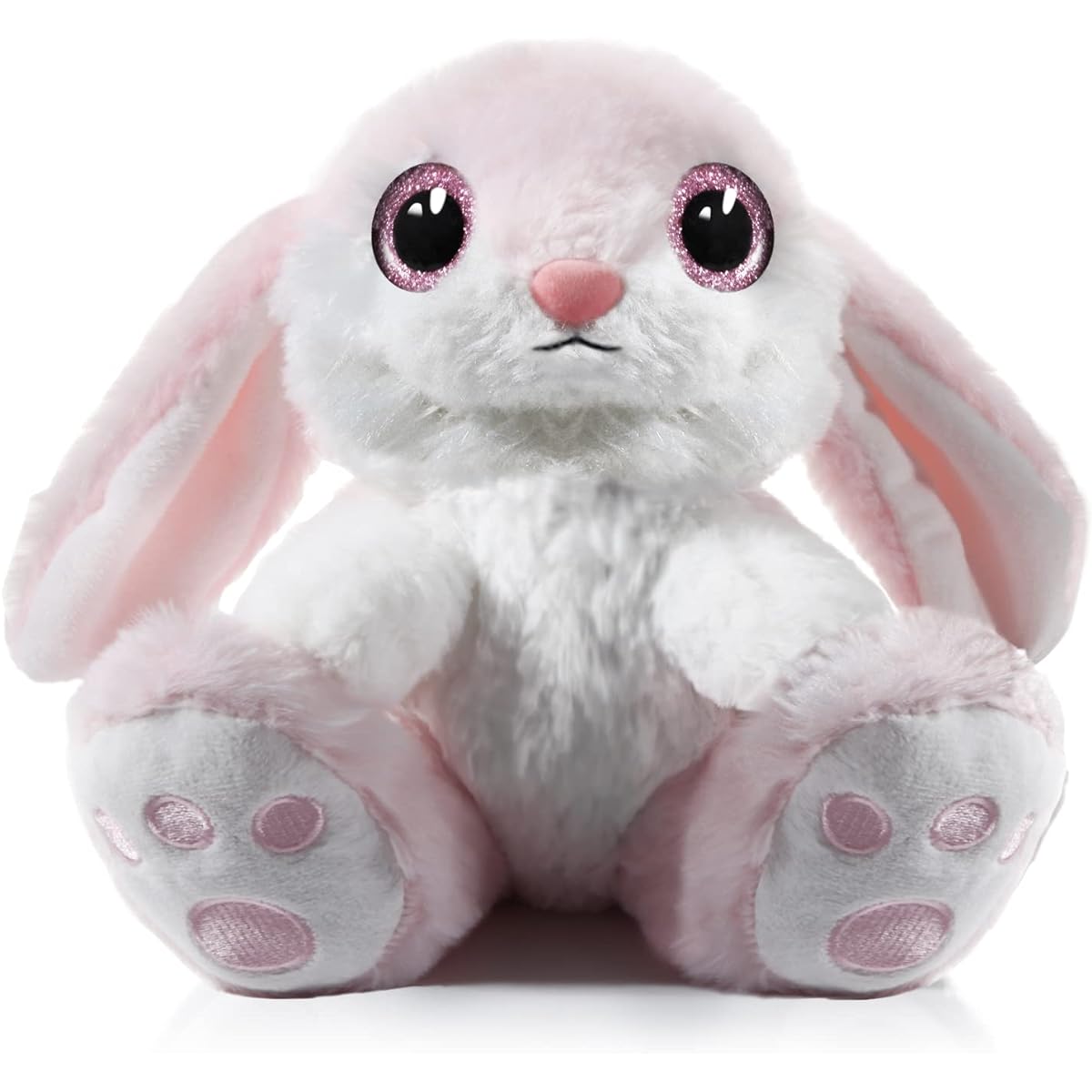 Nleio Stuffed Bunny Plush Toy 8.5 Inch Bunny with Floppy Ears Cuddly Washable Baby Plush Toy for Girls Boys Kids Friends Birthday Gift (Pink)