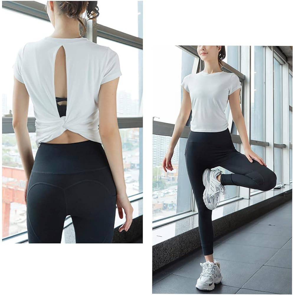 [VeroMan] Gym Wear Women's T-Shirt Stylish Tops Open Back ppi-ssd22
