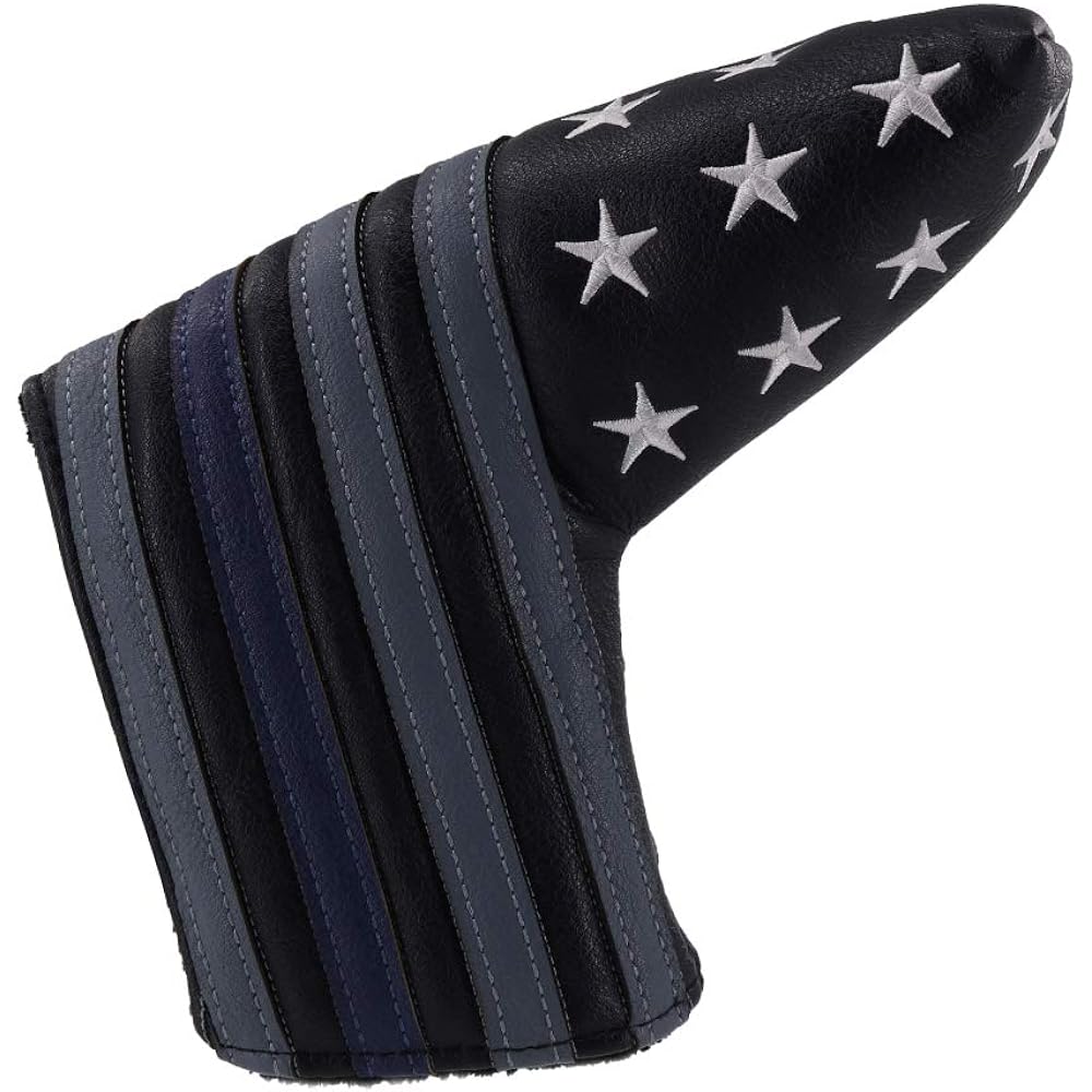 CRAFTSMAN Golf Club Head Cover Wood Cover Driver Cover Faware Wood Cover #F, #X Hybrid Cover #UT Set Putter Cover Pin Type Compatible with Mallet Small Mallet Type Square Putter Cover Star Embroidery Series Synthetic Leather Blue