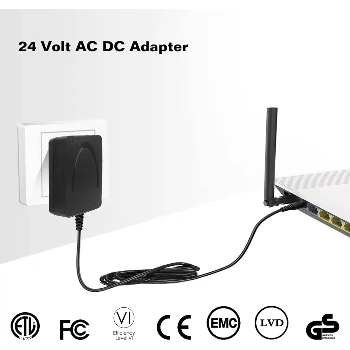 Geeon 24V 1.5A AC DC Adapter 36W Power Transformer with 5.5 x 2.1mm DC Male and 12 Replacement Plug Connectors ETL Standard Certified (24 Volt Devices Only)