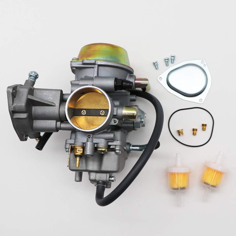 KIPA Carburetor for Yamaha RHINO 660 YFM660 YXR660FA YXR660FSE YXR660FH YXR660 Hunter UTV ATV 2004 2005 2006 2007 OEM Part Number 5KM-14901-00-00 2pcs New Main Jet and 2 Fuel Filters