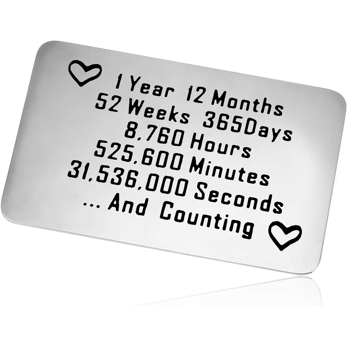 Happy Anniversary Jewelry for Boyfriend and Girlfriend 1st Anniversary Card Gift Paper Wedding Anniversary Metal Wallet Insert Card Couple First Wedding Anniversary Jewelry Couple Gift