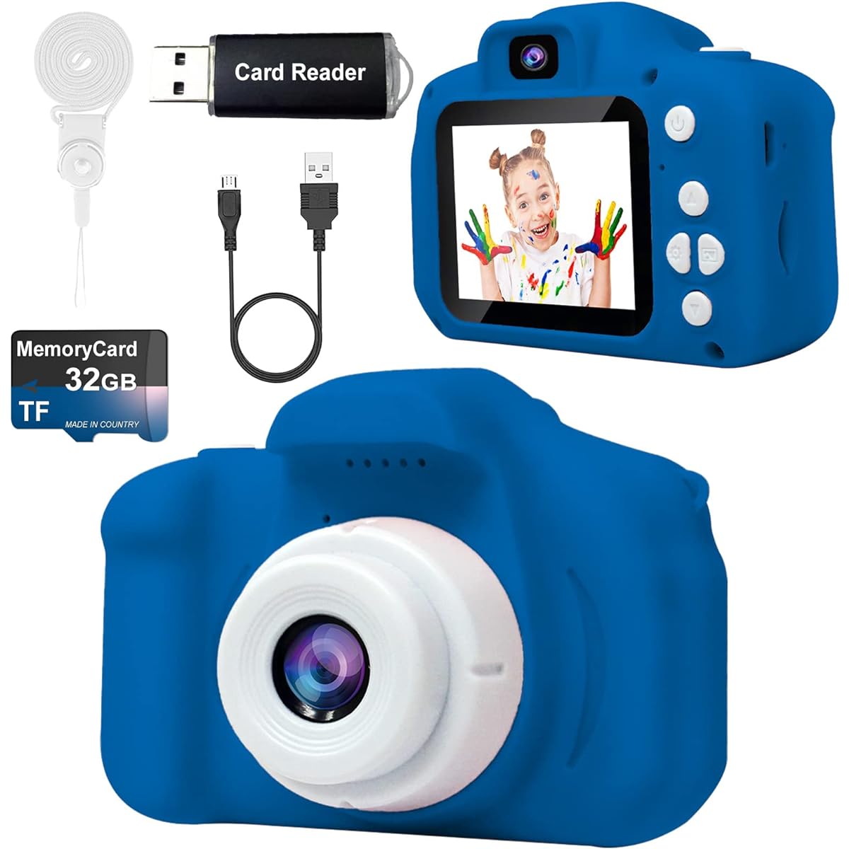 One'sMore Upgraded Selfie Kids Camera for Boys Christmas Birthday Gifts for 3-6 Year Old Boys Kids Digital Camera with Video Function Kids Dual Lens Camera Toys Gifts for 3-6 Year Old Boys (Dark Blue)