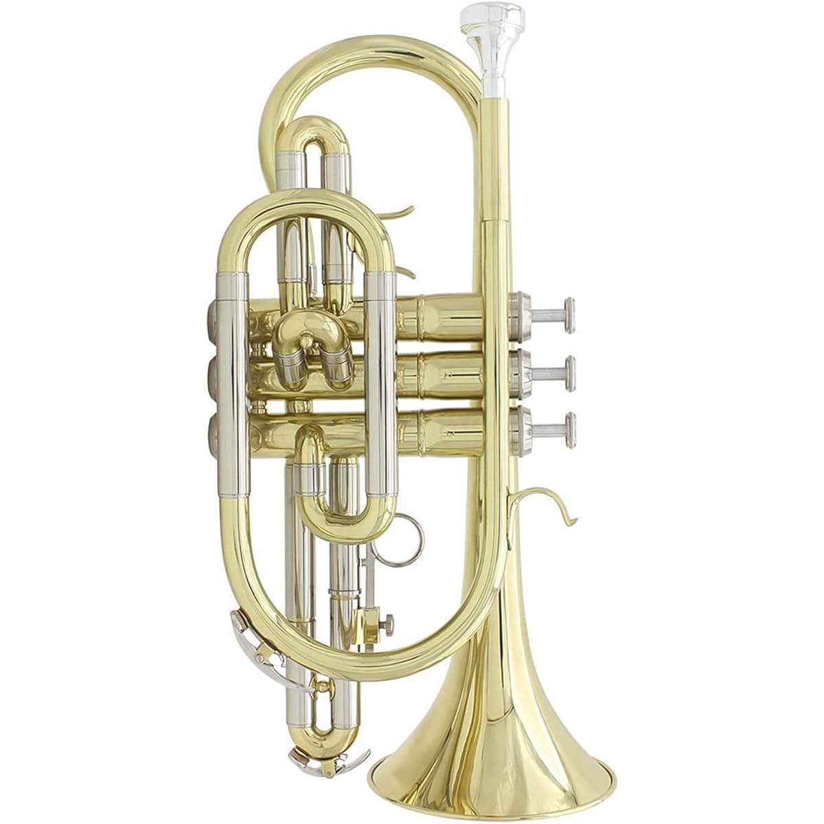 Sasuori Bb Flat Cornet Brass Instrument with Carrying Case, Gloves, Cleaning Cloth Brush