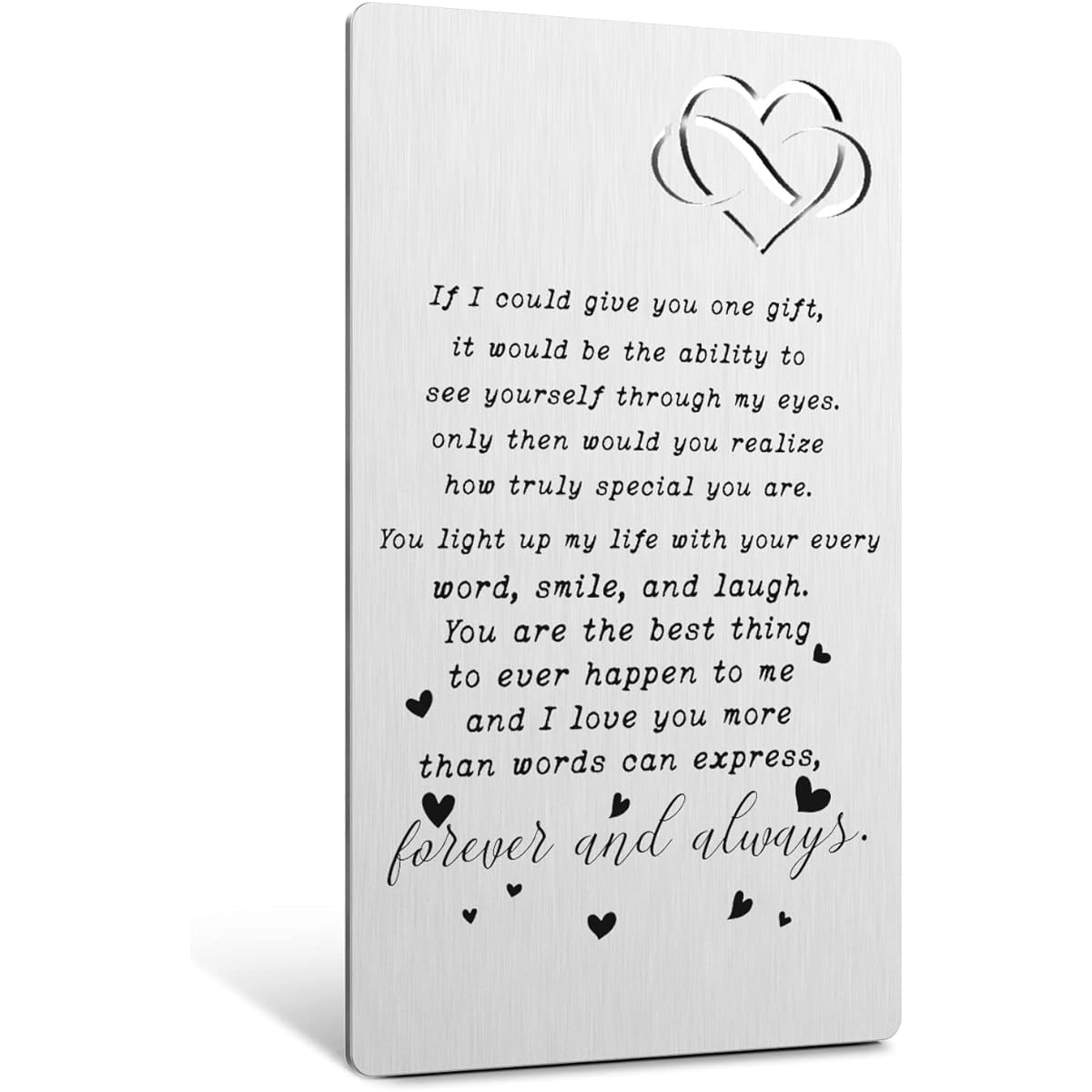 Romantic Gift Cards Gifts for Men Deployment Engraved Wallet Cards Boyfriend Gifts Husband/Groom Gifts Long Distance Gifts for Him (Silver) VCD28