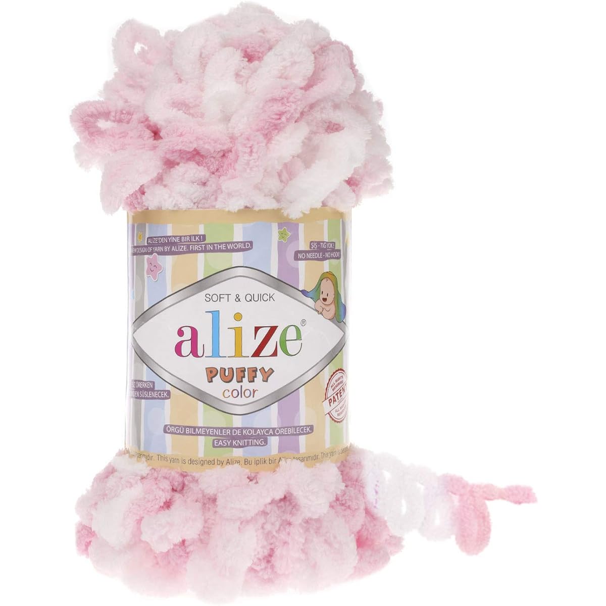 Alize Fluffy Color Yarn Baby Blanket Yarn 5-Pack 500g 50 Yards 100% Micro Polyester Soft Yarn Baby Blanket Yarn Hand Knitting Yarn Super Chunky Bulky Woven Worested Yarn (5938)