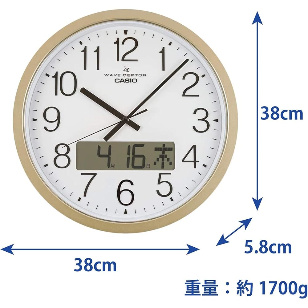 CASIO wall clock radio gold analog program time signal function calendar display IC-4100J-9JF 38 x 38 x 5.8 cm