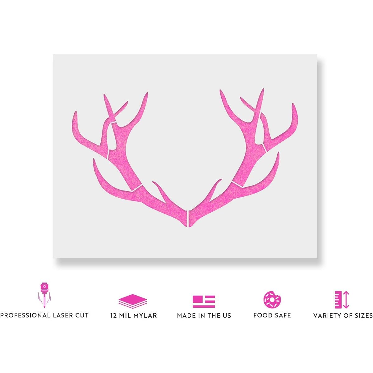 Deer Antler Stencil Template - Reusable Stencil of Deer Antlers with Multiple Sizes Available 24"x18"