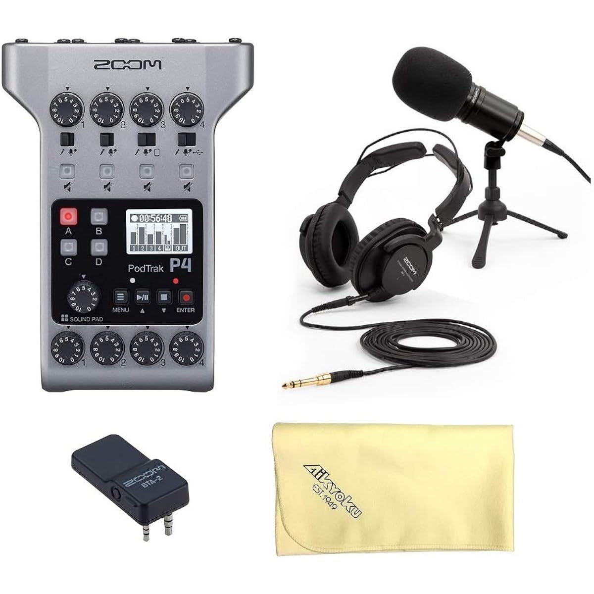 [With Aikyoku Cloth] [With BTA-2 + ZDM-1PMP] ZOOM PodTrak P4 The ultimate recorder for podcasters