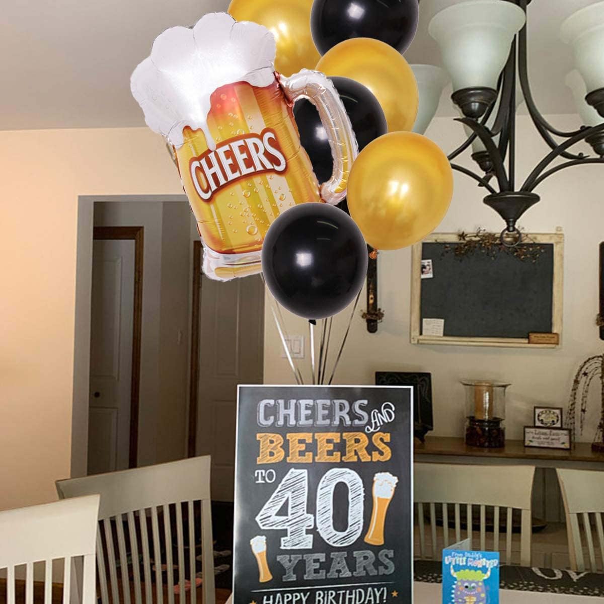 A Cold One for The Old One Banner Beer Theme Party Decorations for Men 30 Years 40 Years 50 Years 60 Years Birthday Decorations Black Gold Funny Birthday Party Banner Decoration Beer Mug Balloon