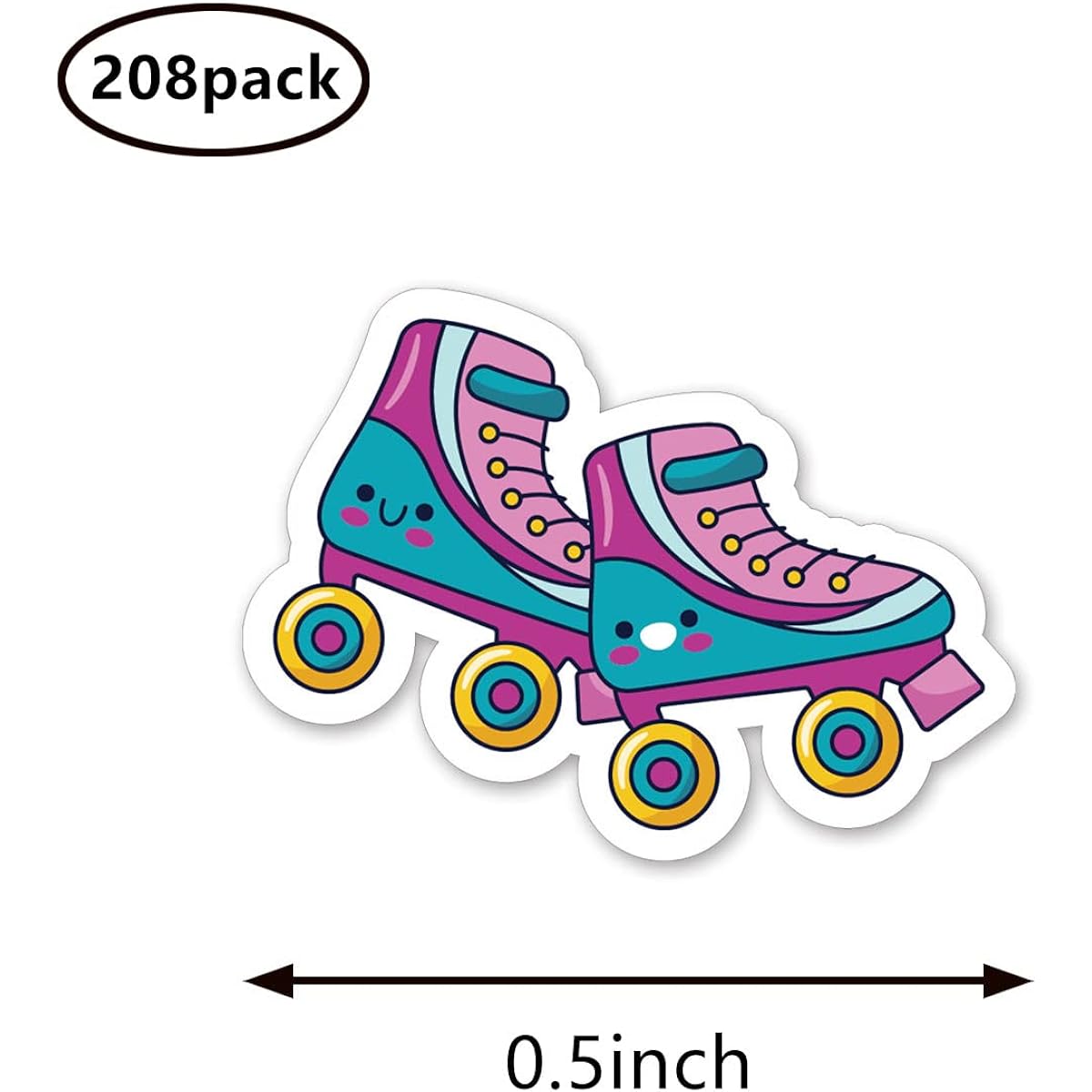 Roller Skate Planner Stickers, 1.37cm Monthly Scrapbooking Kids DIY Art Crafts 208 Pack