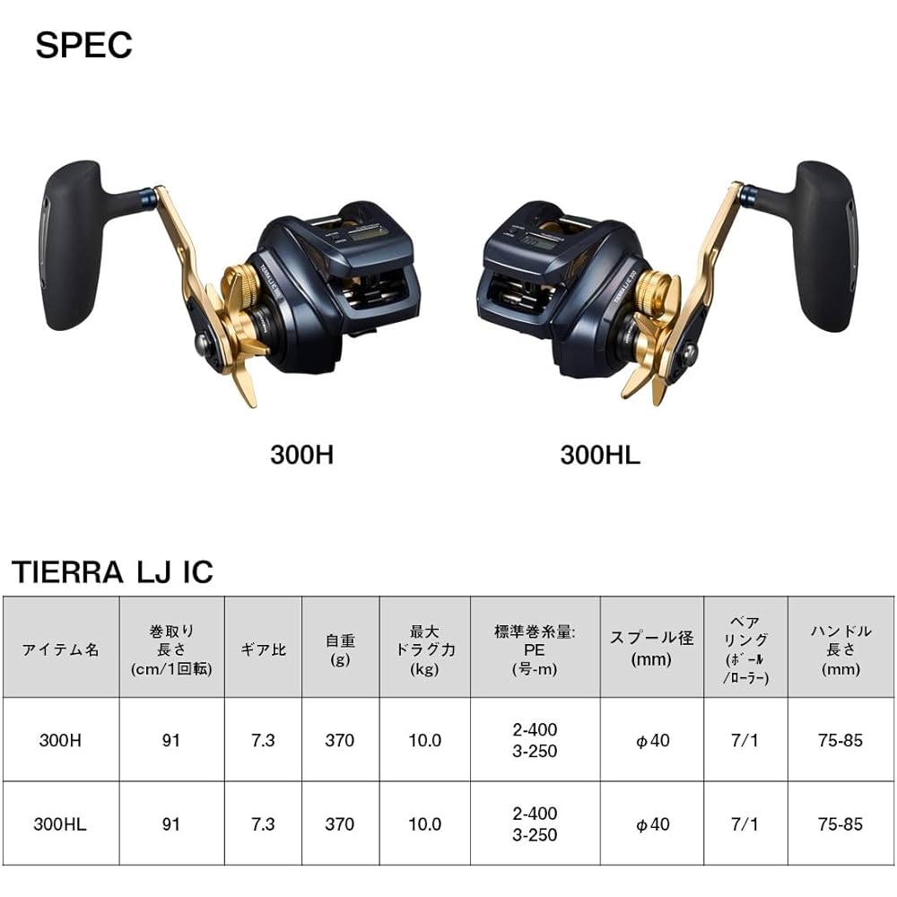 DAIWA bait reel with counter TIERRA LJ IC 300H/300HL various (2023 model)