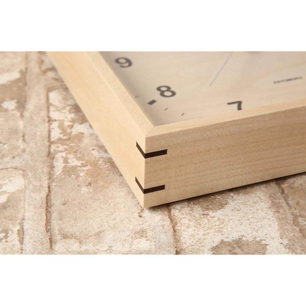 KATOMOKU square clock km-38N Wood Basswood Wall Clock Continuous Second Hand (Quartz Clock)