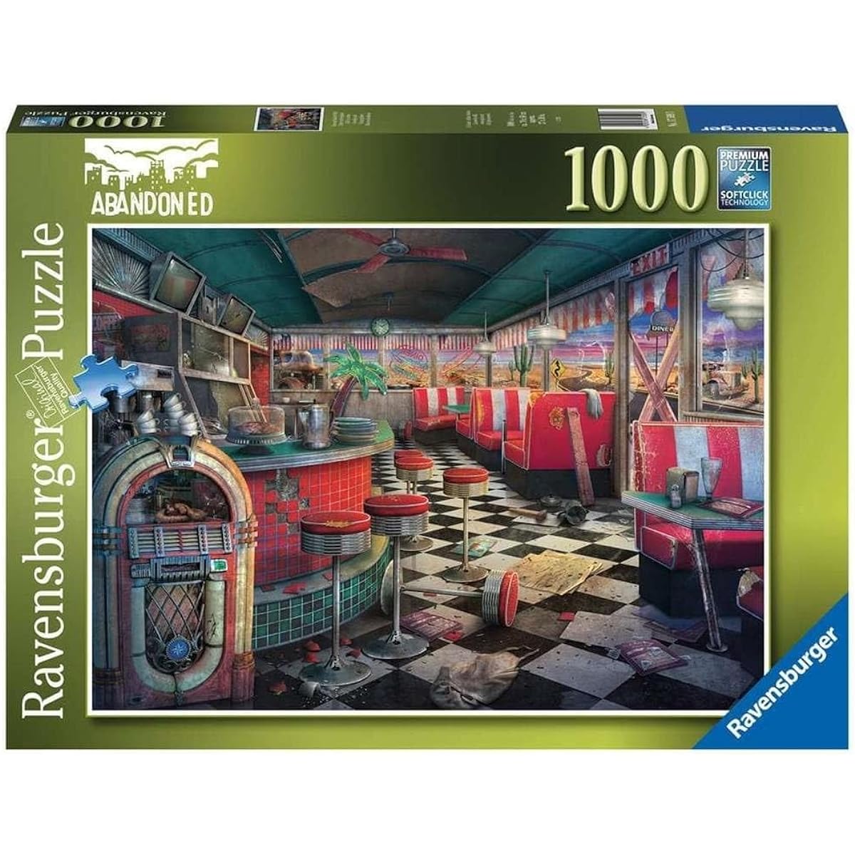 Ravensburger Abandoned Places: Decaying Diner 1000 Piece Jigsaw Puzzle for Adults - 17509 - Every Piece is Unique, SoftClick Technology Means Pieces Fit Perfectly
