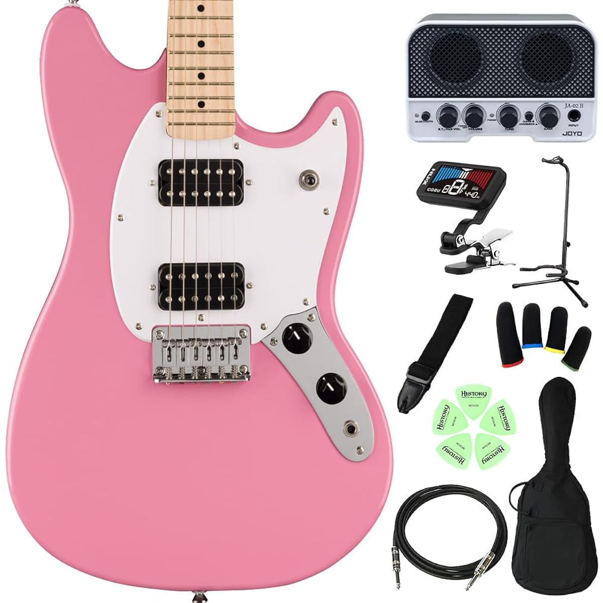 Squier by Fender SONIC MUSTANG HH Flash Pink Elementary school students can play from the 3rd grade! Kids guitar beginner set Electric guitar for children Mustang short scale Squier/Squier