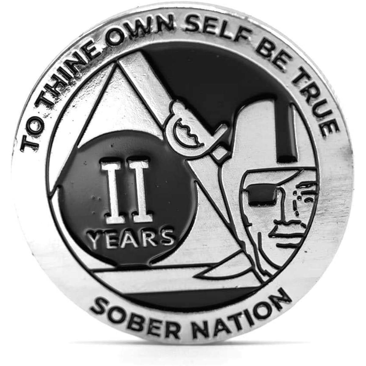 MyRecoveryStore 2 Year Silver and Black Pirate Alcohol Anonymous AA Chip with Coin Capsule AA Year Medallion 1-50 Year