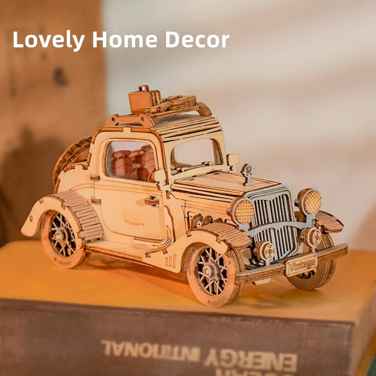 Rowood 3D Puzzle for Adults Model Car Kit DIY Wooden Toy Craft Gift Birthday Christmas for Boys Vintage Car