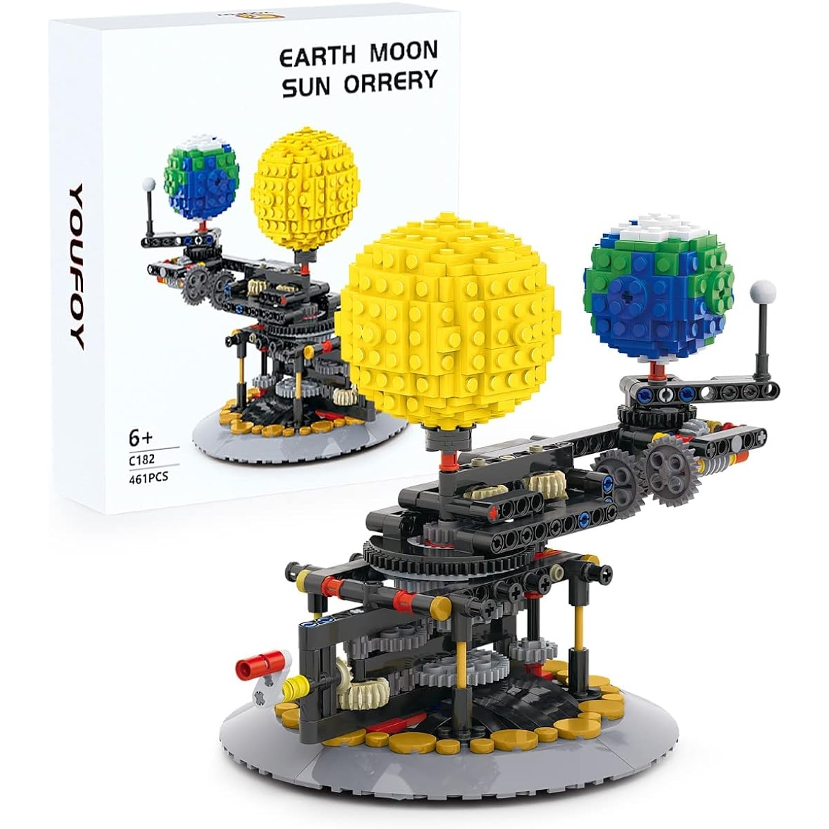 Solar System Model Earth/Moon/Sun Building Set Educational Learning Toys for Kids Space Explorer Building Set STEM Building Toys Valentine's Day Gift for Kids and Friends (461 Pieces)