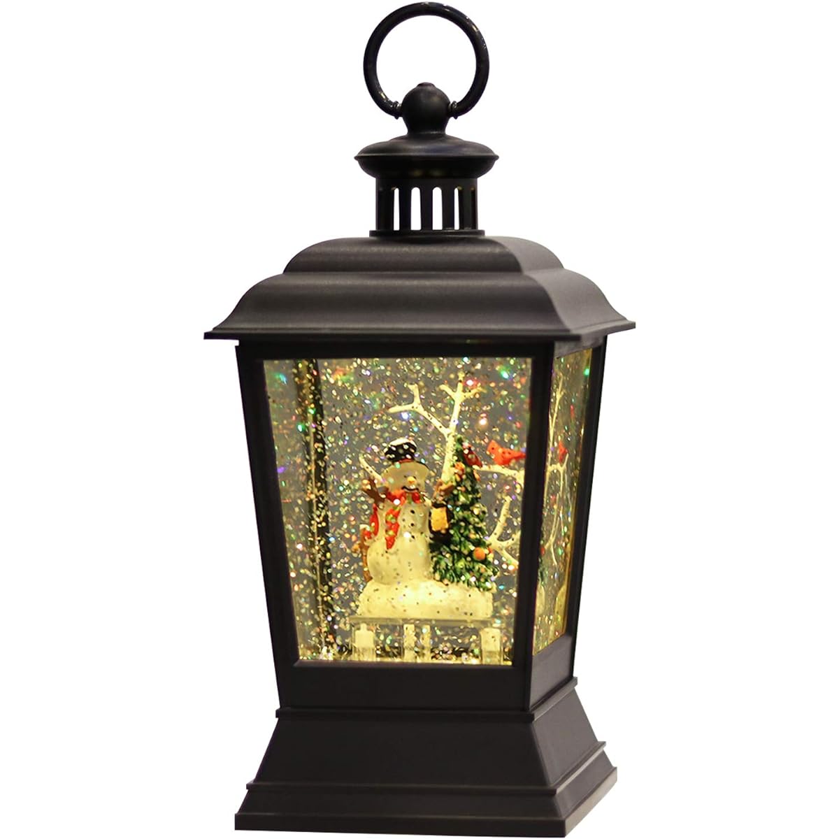 Wondise Lighted Street Lamp Christmas Snow Globe Lantern with 6H Timer Battery Operated Snowman Christmas Tree Scenery Sparkly Hanging Water Lantern Christmas Home Decor Gift