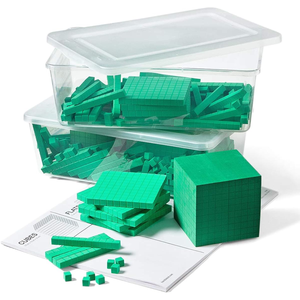 ETA Hand2Mind Green ManipuLite Foam Base Ten Blocks Place Value Setting