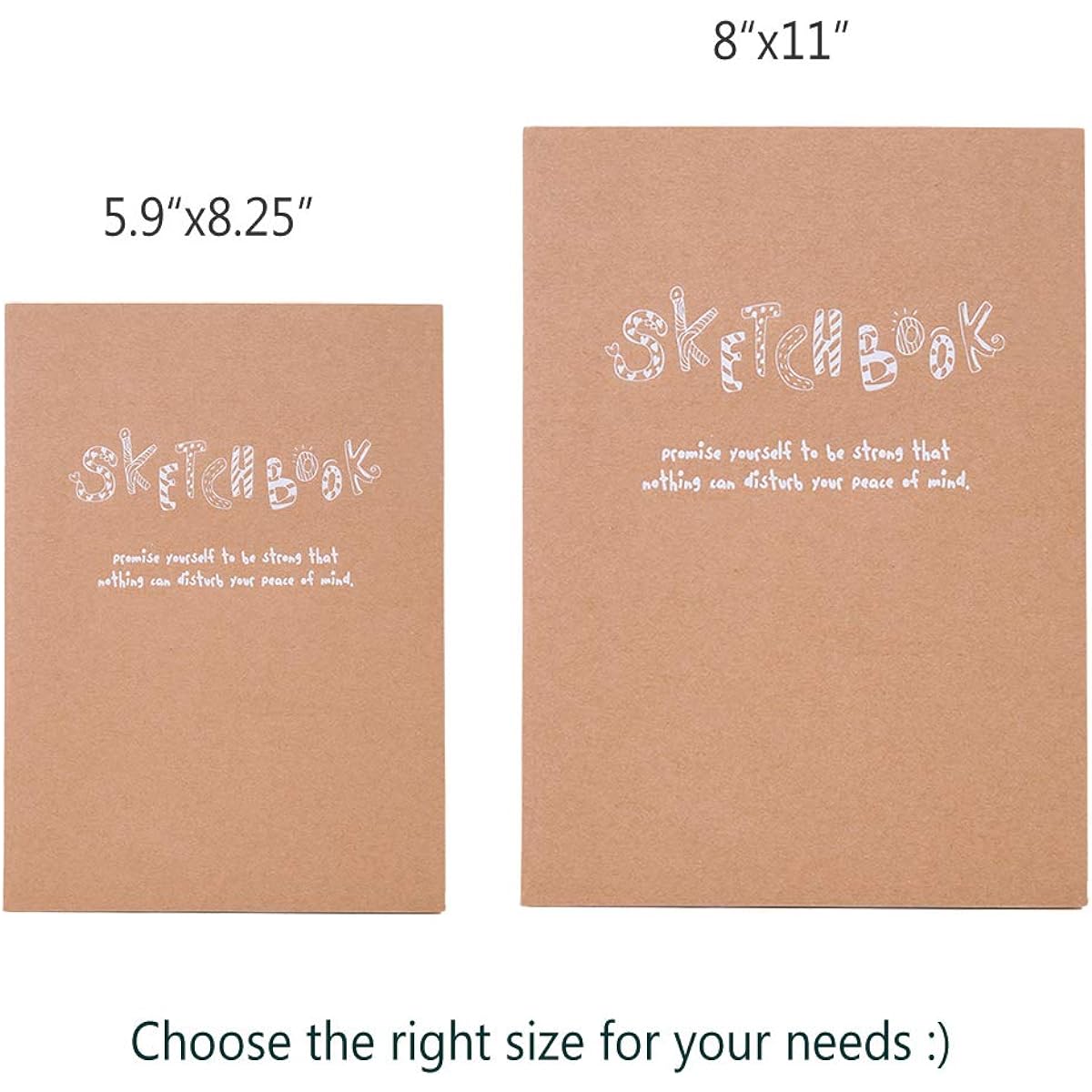 Kraft Cover Drawing Notebook & Sketchbook - Set of 2 Blank Sketchbooks - 125g Thick Paper 200x280mm Paper Perfect for Drawing & Sketching - 128 Sheets/256 Pages - 180 Degree Opening 2 Books